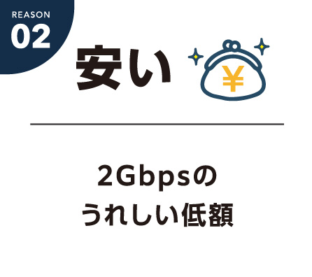 安い 2Gbpsのうれしい低額