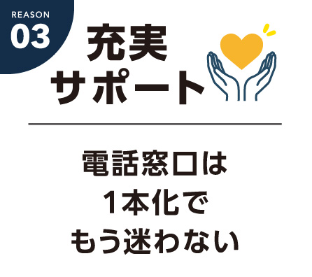 充実サポート 電話窓口は1本化でもう迷わない